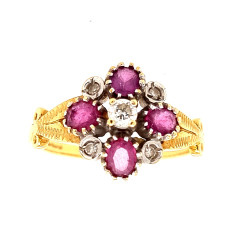 Pre Owned 18ct Ruby and Diamond Cluster Ring ZN874